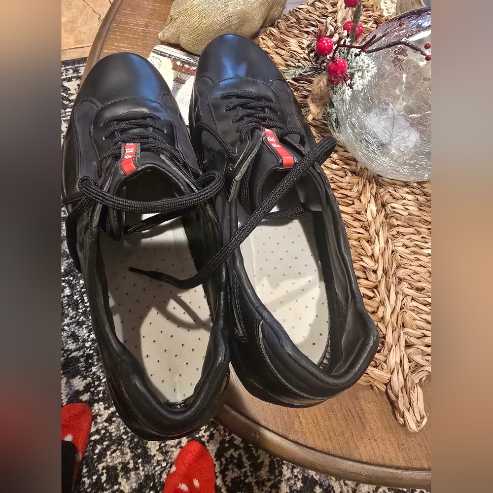 Prada Men's Black Leather Sneakers - Picture 12 of 17